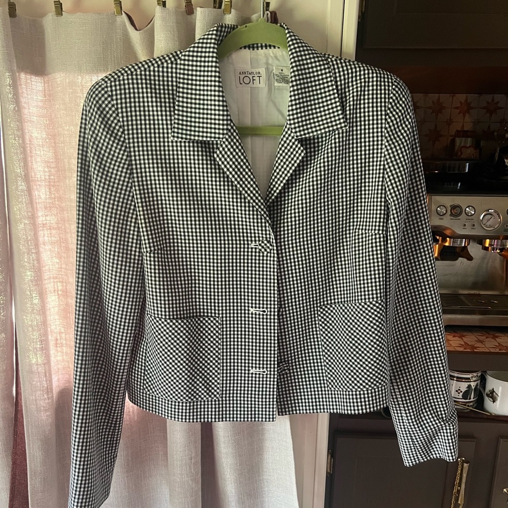 VINTAGE Ann Taylor x LOFT Lightweight Gingham Cropped Blazer